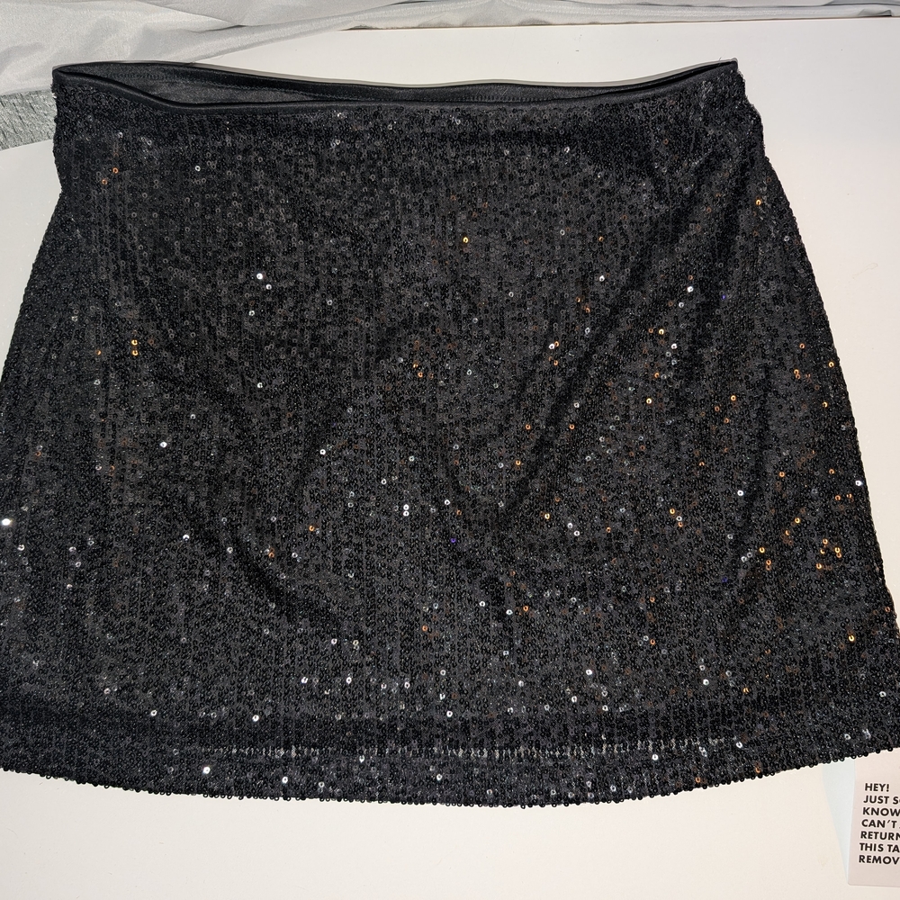 Black Sequin Mini Skirt